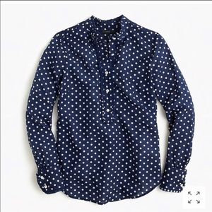 Re-posh JCrew Navy Blue Polka Dot blouse